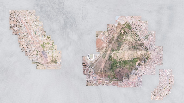 Eine fragmentieres Satellitenbild einer Stadt