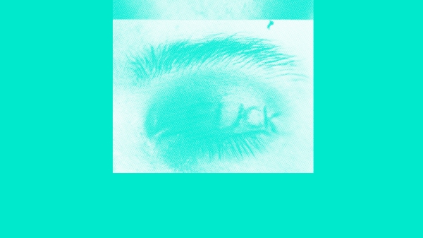 Veranstaltungsplakat Angewandte Interdisciplinary Lab mit drei Augen
                                          und türkisem Hintergrund