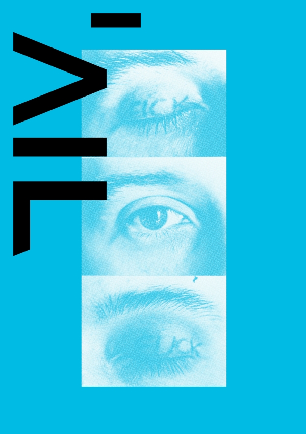 Veranstaltungsplakat, Schriftzug AIL und drei Augen