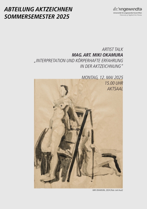 Aktzeichnung einer weiblichen Person vor einer Leiter