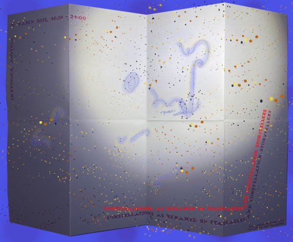 Eine Karte die bunte Kleckse zu einer Sternenkonstellation verbindet.